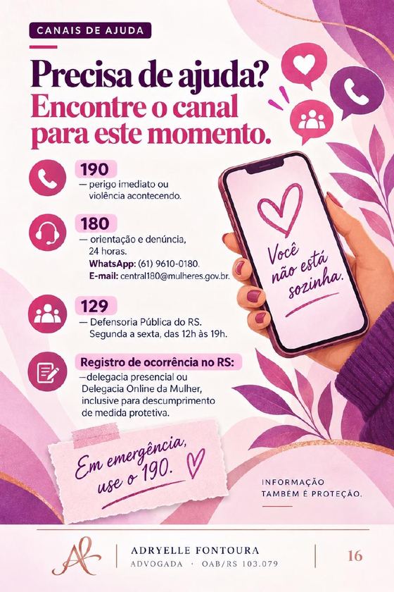 Página 16 de 16 da cartilha Violência doméstica: reconhecer, proteger, recomeçar